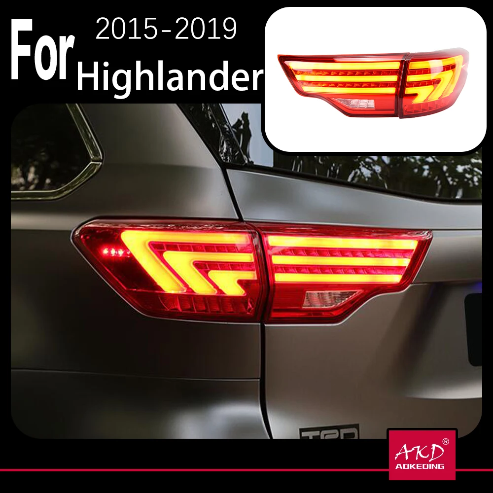 

Модель автомобиля AKD для Toyota Highlander, задние фонари 2015-2019, задняя лампа, сигнал DRL, тормозной сигнал, задние автомобильные аксессуары