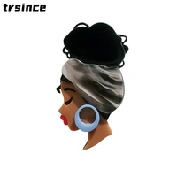 fashion african girl brooch personality acrylic corsage suit bag accessories badge pendant jewelry niche design brooches