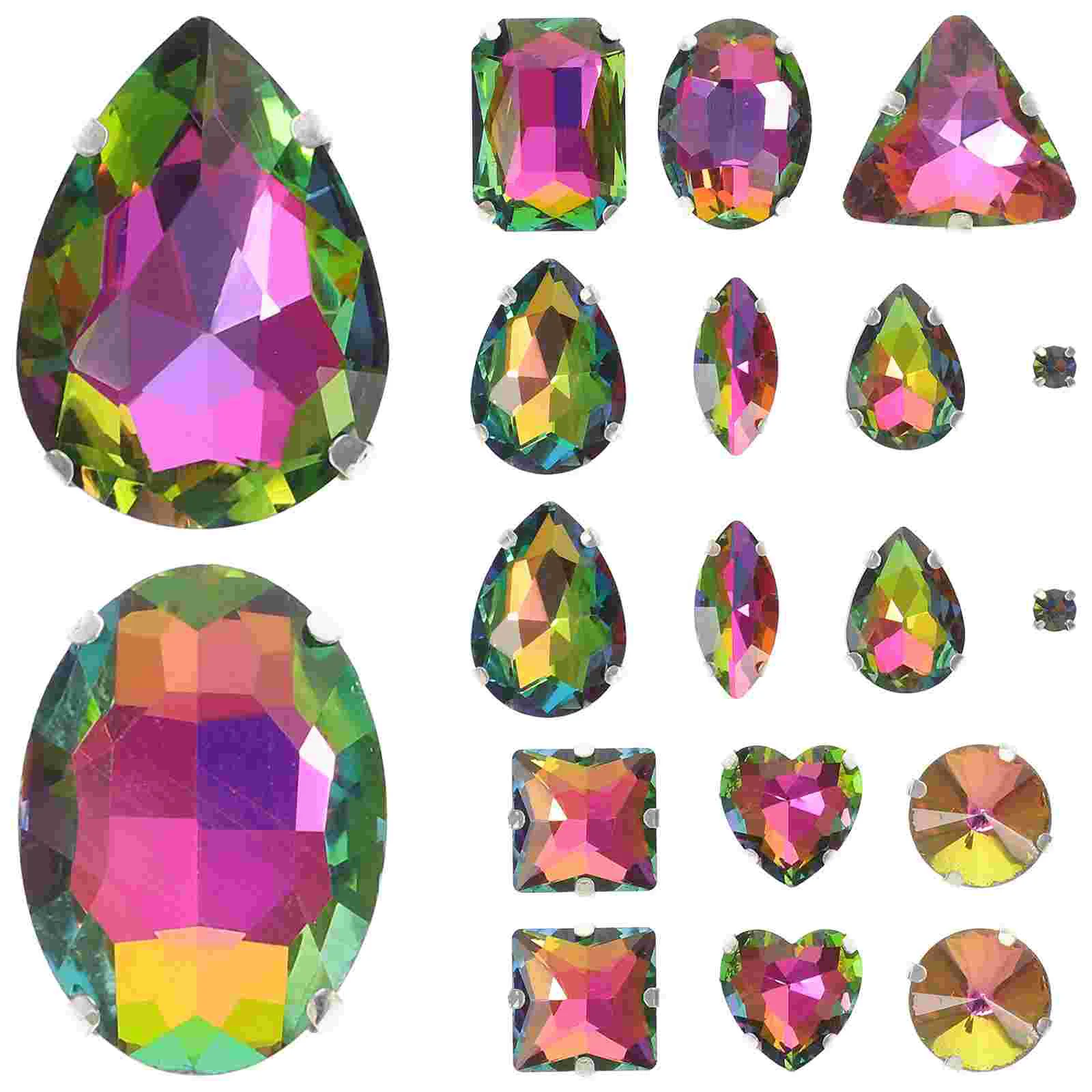 

Rhinestones Claw Sew Crystal Flatback Rhinestone Sewing Metal Prong Setting Crystals Diy Gemstones Jewels Ab Acrylic Beads Flat