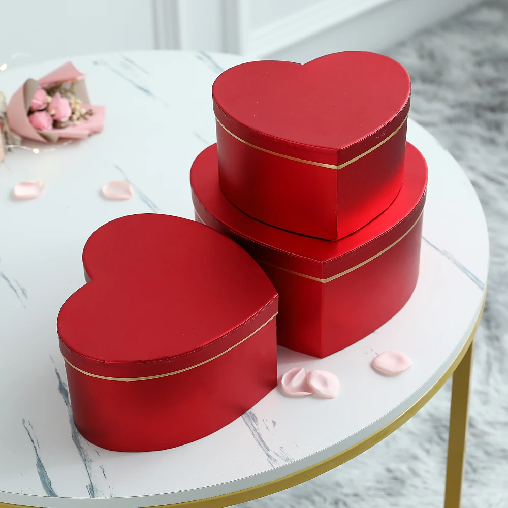 

3pcs/Set Red Heart Shaped Gifts Box for Valentine Birthday Wedding Anniversary Surprise Present Packing Flowers Jewelry Box