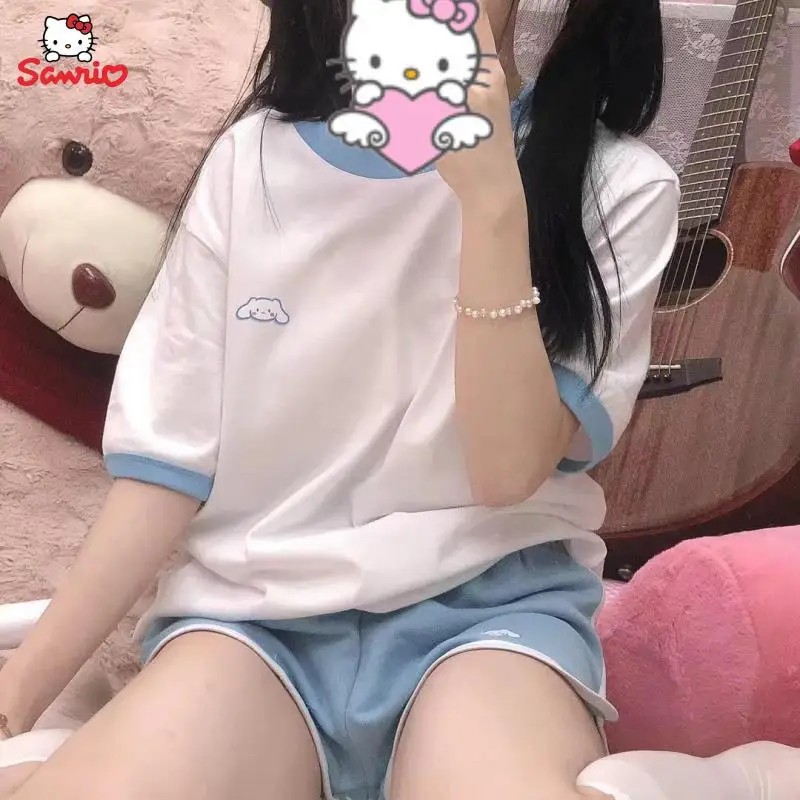 

Милый спортивный костюм в стиле аниме Sanrio, милая мягкая одежда из чистого хлопка для гимнастики, повседневная одежда для студентов