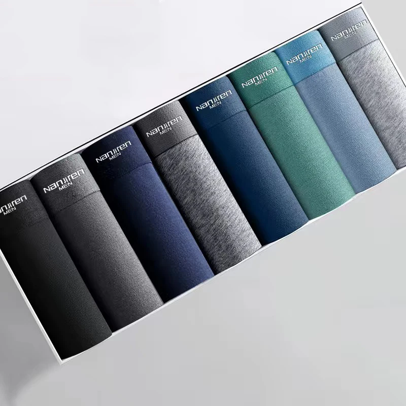 8pcs/Lot Men'S Underwear Antibacterial Breathable Print Men'S Boxer Shorts Sports Soft Plus Size Male Underpants Cotton