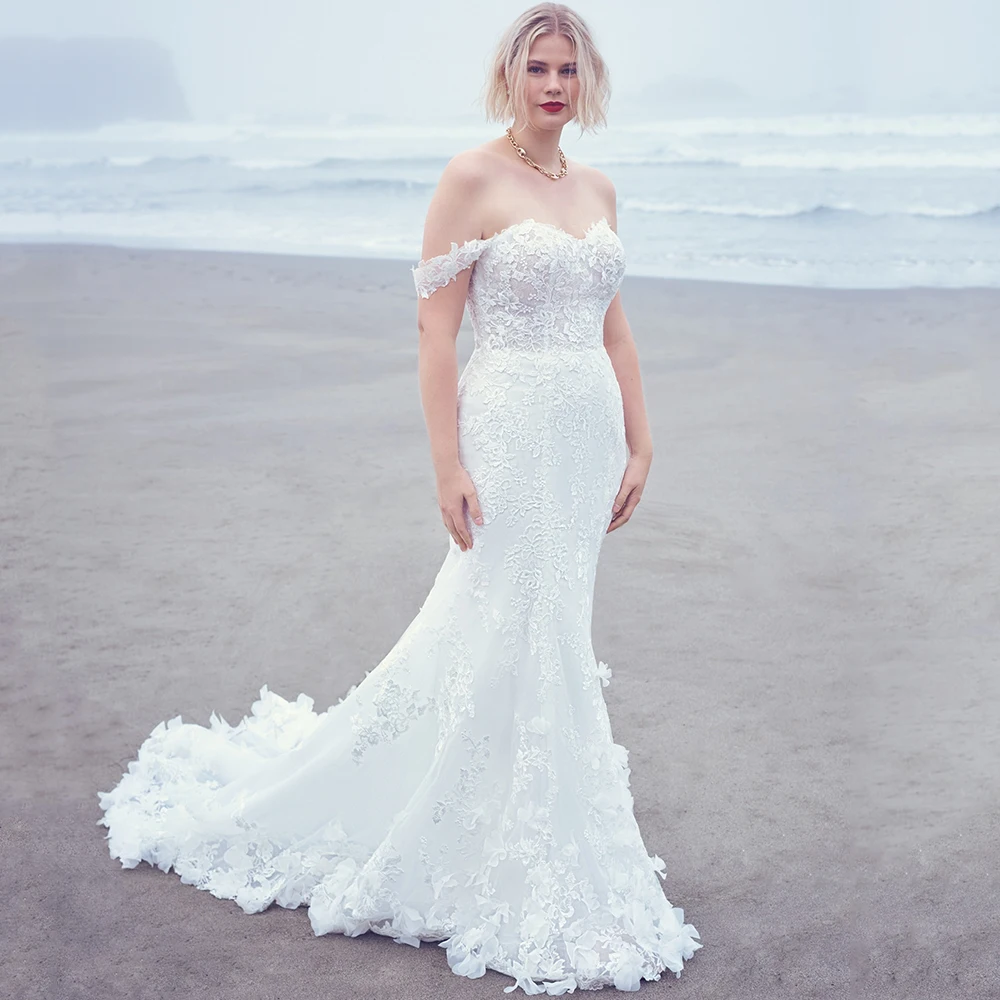 

Великолепное свадебное платье с открытыми плечами и аппликацией, классическое женское платье до пола с юбкой-годе, свадебные платья со шлейфом