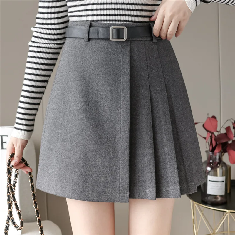 

Женская юбка с высокой талией, асимметричная плиссированная юбка трапециевидной формы с поясом, модель RXHBSQ730 на осень и зиму 2022