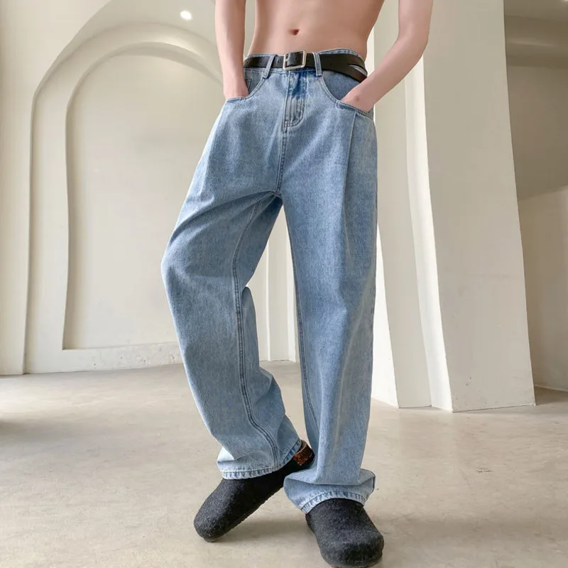 White/Blue/Black Baggy Jeans Men Fashion Casual Straight Jeans Men Streetwear Loose Hip Hop Wide Legs Denim Pants Mens Trousers