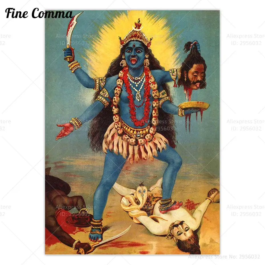 ВИНТАЖНЫЙ ПЛАКАТ Kali, красная богиня смерти, Богоматерь, настенное искусство, холст, печать, материнская любовь, мантра, медитация, домашний д... (art.: 3920bcfbfc214) - 3920bcfbfc214