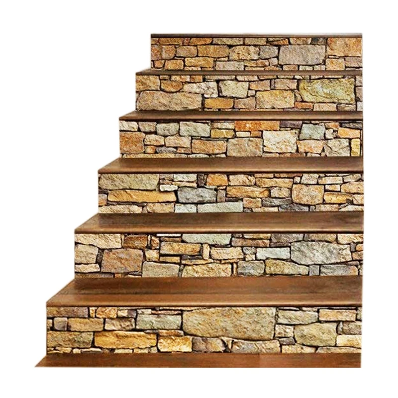 

3D Stair Sticker Murals Wall Decal-Vintage Landscape Staircase Sticker Mural Tile Step Stair Risers Sticker Removable Peel And S