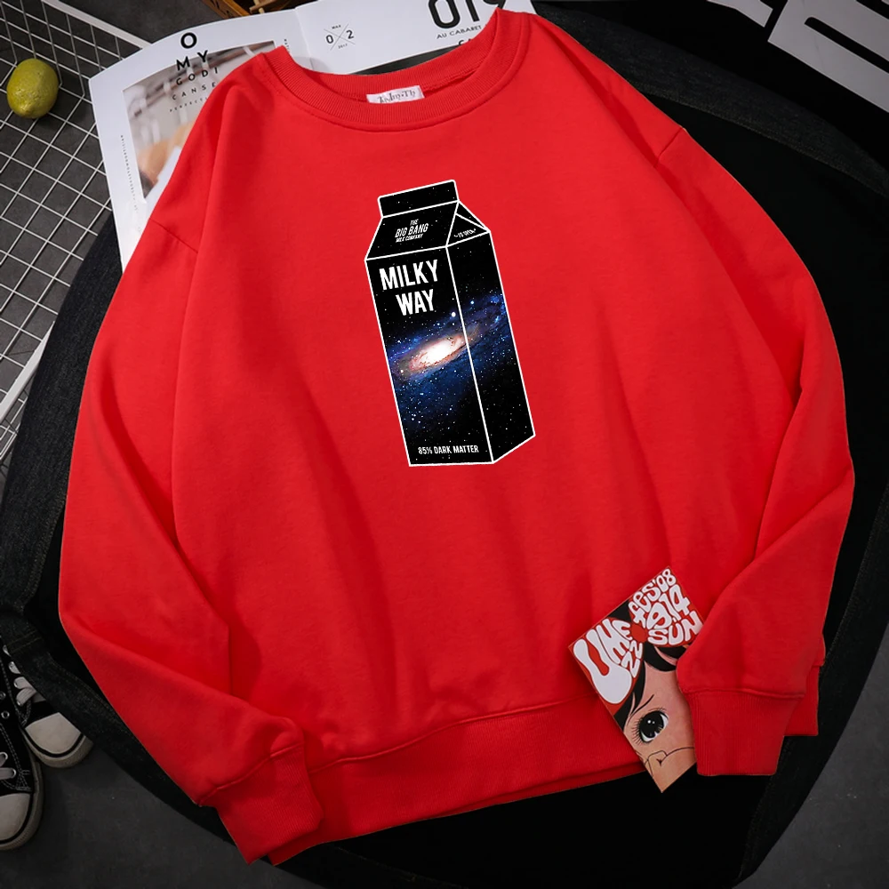 

Milky Way Milk Box Print Sweatshirt Male Fashion Fleece Warm Hooded simple Crewneck Hoodies Street Oversize Woman Clothes