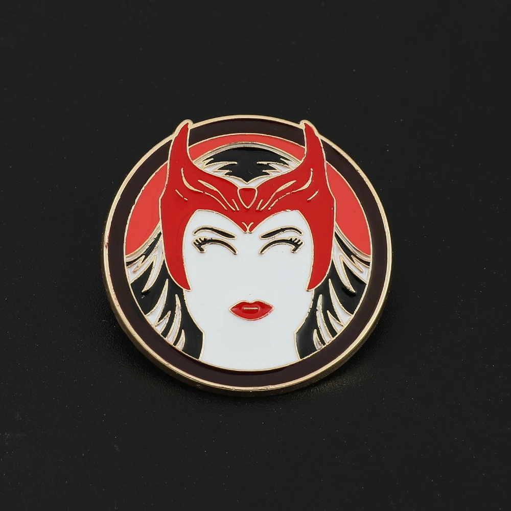 

Disney Marvel Superhero Scarlet Witch Badge Wanda Maximoff Pin Jewelry Gift Cute Enamel Brooches Backpack Accessories For Women