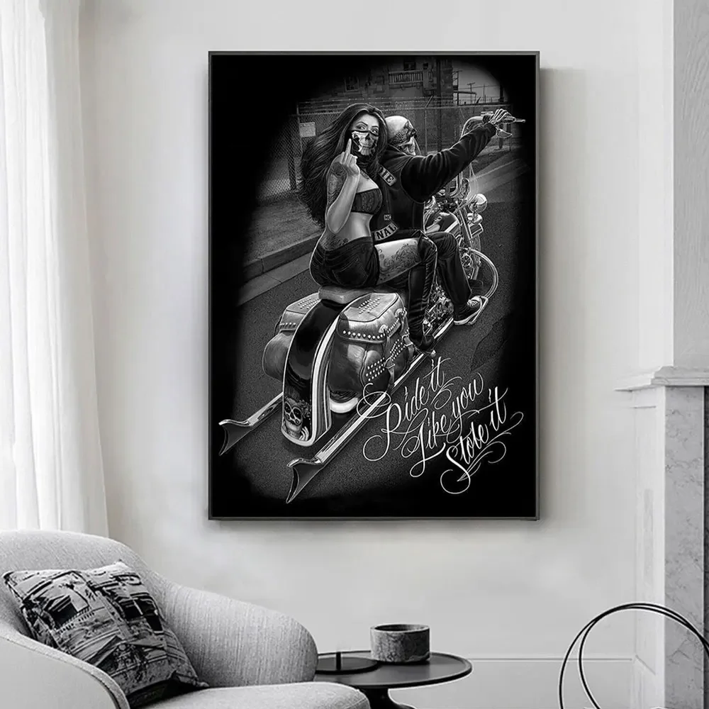 Черно-белый Стиль Граффити Рыцарь Татуировка Холст Принт Абстрактная Тема
