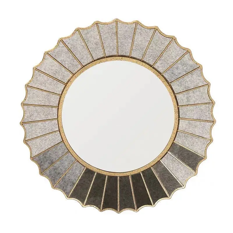 

European Retro Wood Bathroom Mirror Porch Decoration Wall Hanging Wall Pendant Living Room Dining Room Decoration