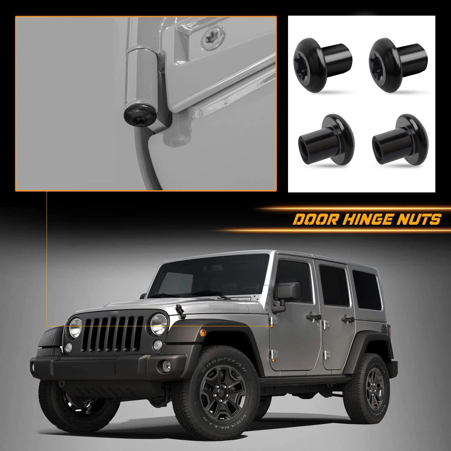 

4PCSDoor Hinge Nuts Anti-rust Screw for Jeep Wrangler JK JKU JL JLU Sports Sahara Freedom Rubicon Unlimited 2-Door