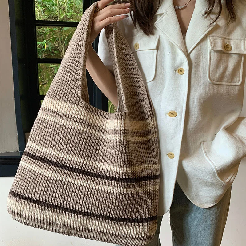 Handwoven Knitted Bag for Women with Large Capacity, Unique and Versatile Shoulder Tote