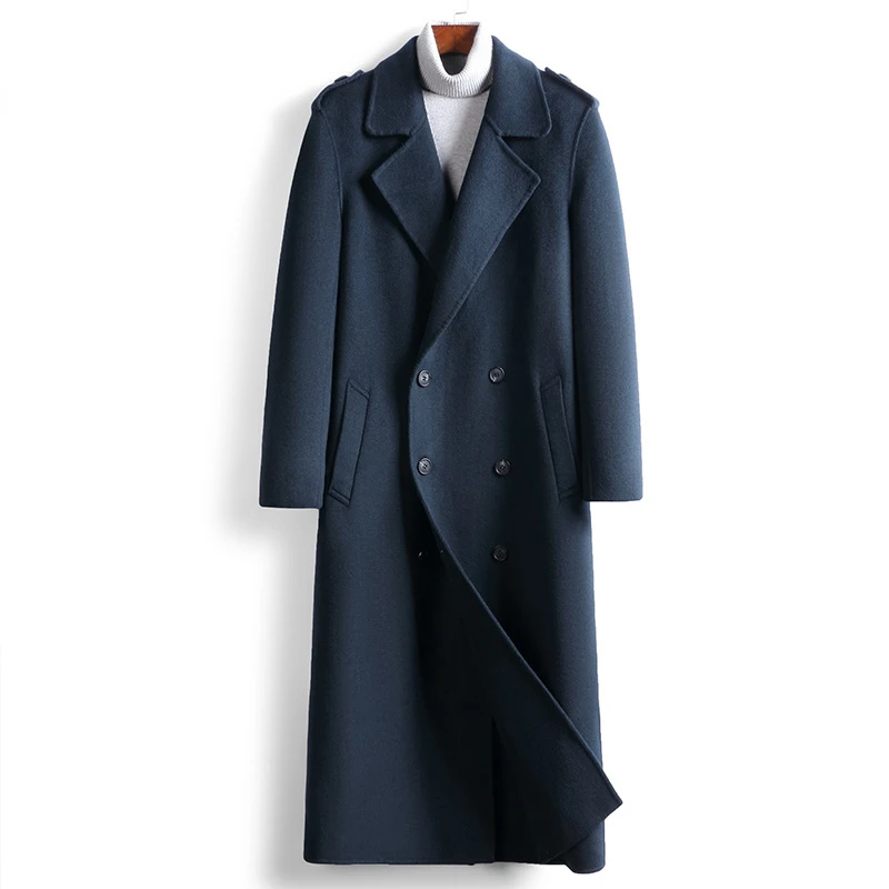 

AYUNSUE, новинка, Мужская одежда, зимние черные длинные шерстяные пальто и куртки, мужское повседневное Мужское пальто Zm