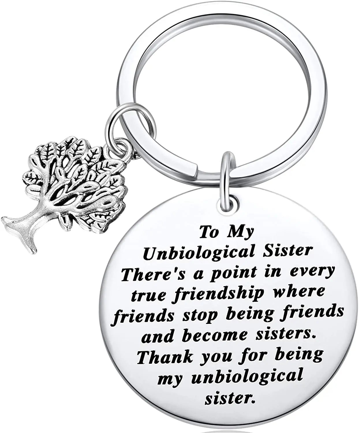 

My Unbiological Sister Friendship Gift Sister Thank You Key Chains with Tree of Life Charm for Soul Sister Special Friend Sister