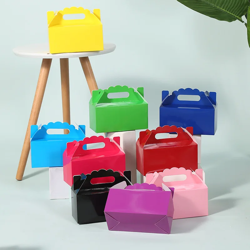 12 шт. складные коробки для торта из крафт-бумаги с ручкой коричневая коробка