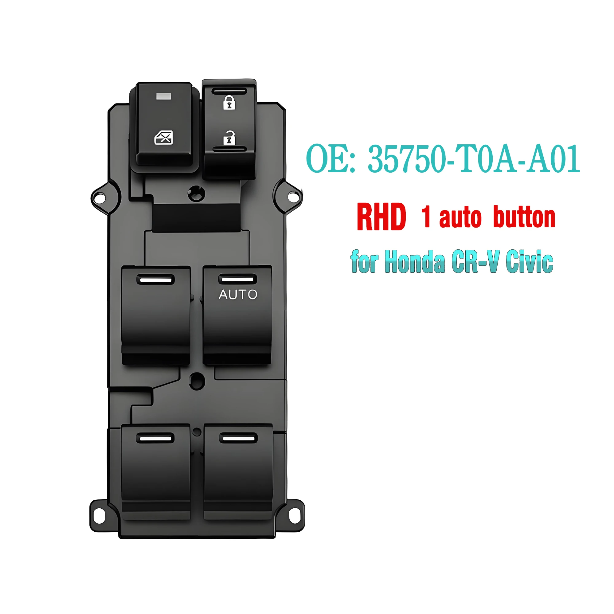 Фото 35750-T0A-A01 35750T0AA01 Для Honda CRV CR-V Civic 2011-2017, кнопка главного переключателя управления стеклоподъемником правой двери (правый руль) №1