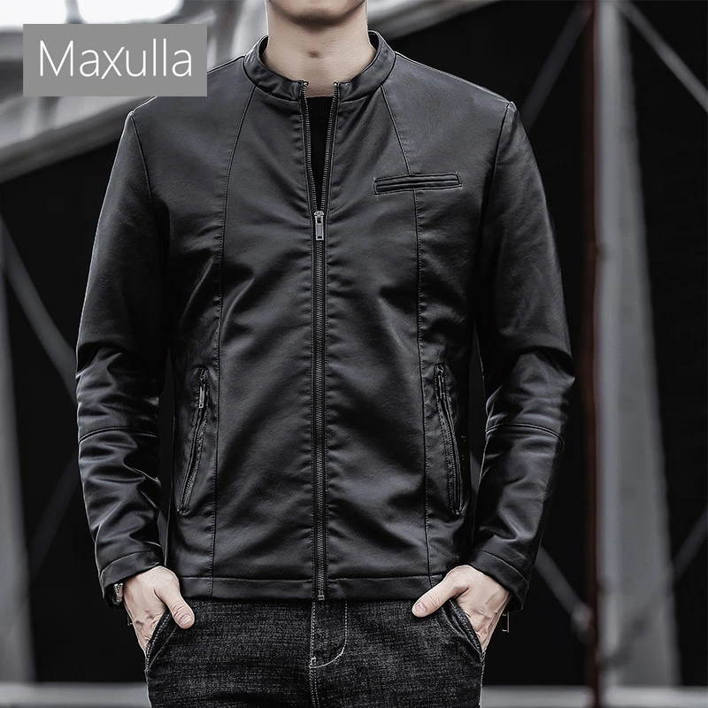 

Maxulla Men's PU Jacket Casual Mens Hip Hop Motorcycle Jackets Fashion Male Slim Fit Biker Faux Leather Coats Brand Clothing
