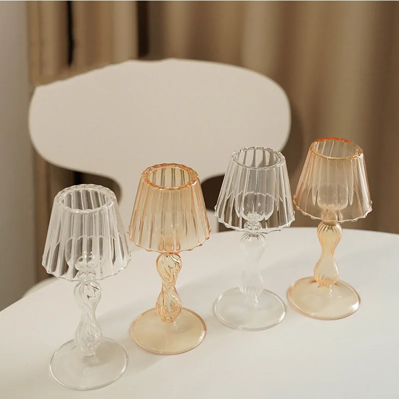 

Прозрачный стеклянный подсвечник в скандинавском стиле, маленькая подсвечник, подсвечник искусственной формы, свадебное украшение для дом...