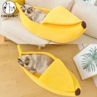 Забавный домик-кровать для кошки-банана, милый уютный коврик для кошки, кровать, теплая прочная переносная корзина для домашних животных, собачья Подушка, товары для кошек, разноцветные