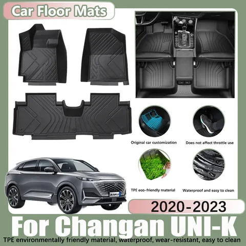Автомобильные коврики LHD для Changan UNI-K 2020-2023 2021 2022, коврик с защитой от грязи, автомобильный водонепроницаемый коврик из ТПЭ для ног, аксессуары для подкладки под заказ