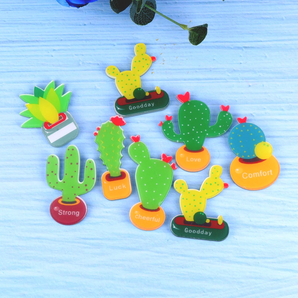 

13 pcs Fridge Magnets Decorative Acrylic Cartoon Cactus Refrigerator Magnet for Home Shop Home decor