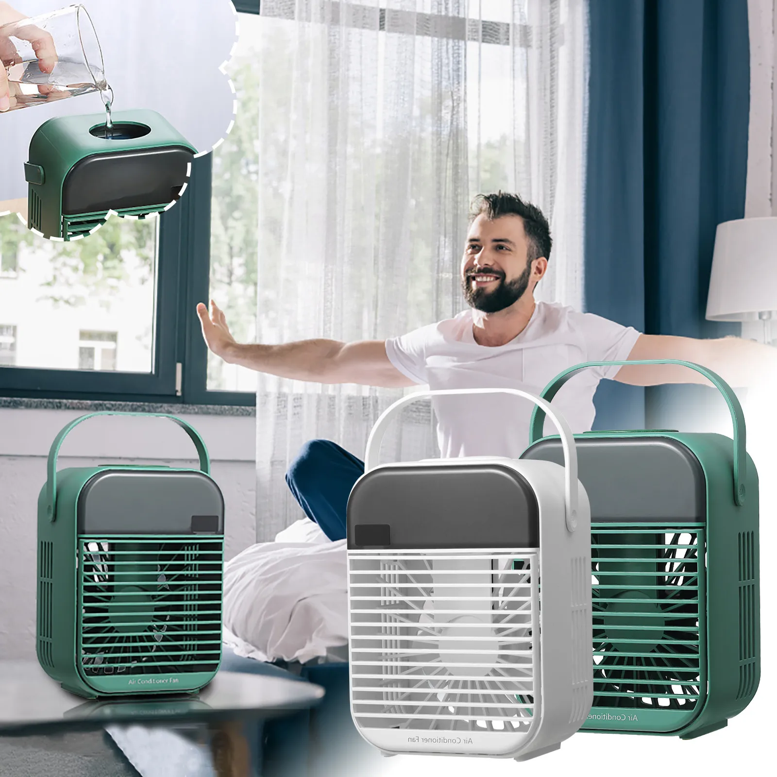 

Portable Air Conditioner Fan Mini Air Conditioner Water Cooling Fan Household Humidification Air Cooler Usb Water Cooling Fan #4
