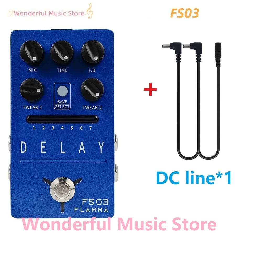 

FLAMMA FS03 DC line Guitar Effects Stereo Delay Pedal 6 Delay Effects with 80s Looper Storable Presets Tap Tempo Trail on
