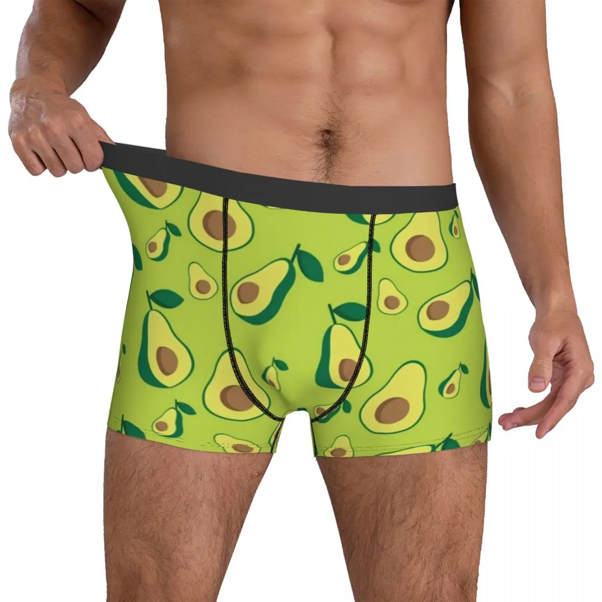 

Avocado Love Underwear Green Fruit Print Males Boxer Brief Classic Boxershorts High Quality Print Oversize Panties