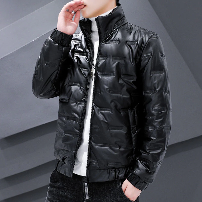 New Autumn Winter Bubble Padded Bright Jackets Men Thickened Warm Silver Waterproof Jackets Men Down Coats Man Dropshipping