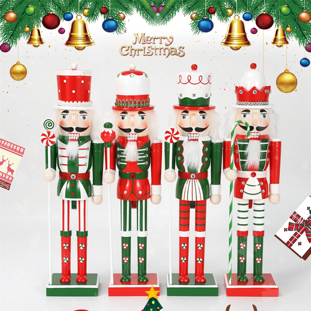 

25cm/38cm Wooden Nutcracker Christmas Soldier Doll Puppet Colorful Creative Craft Festival Gift Holiday Ornament Home Decoration