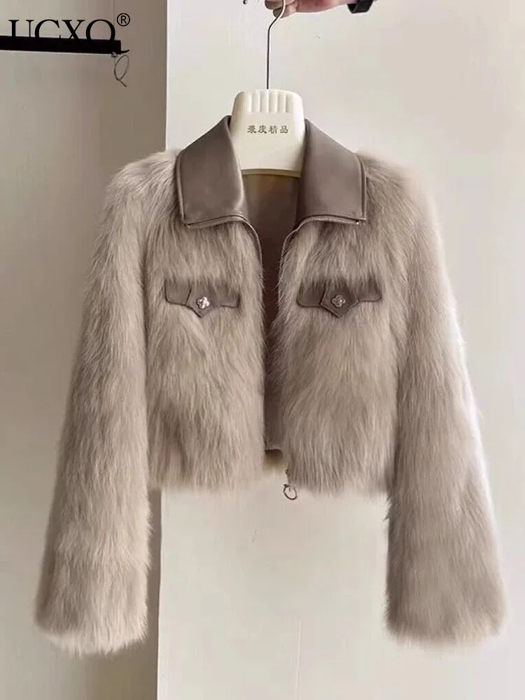 

Женское кожаное меховое пальто с отложным воротником, с длинным рукавом