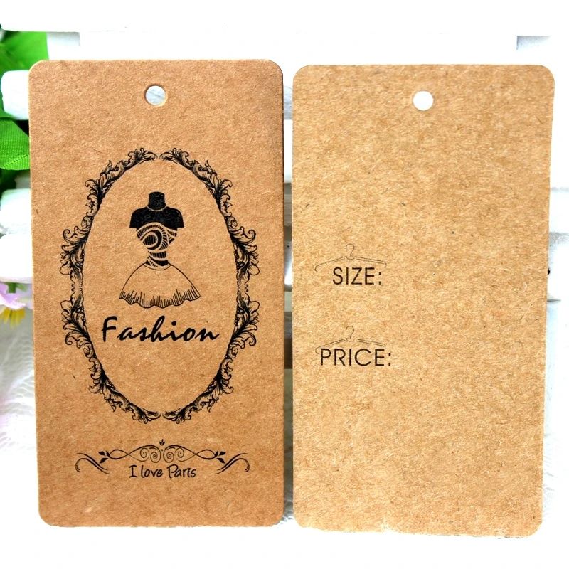 Пользовательские коричневые крафт-бумажные частные бирки для одежды подвесная