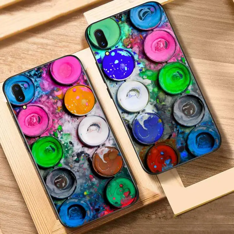 

Colorful Watercolors Set Paint Palette Phone Case for Redmi 8 9 9A for Samsung J5 J6 Note9 for Huawei NOVA3E Mate20lite cover
