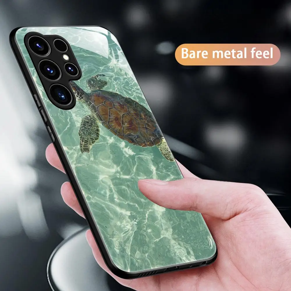 Фото Модный чехол для телефона с морской тематикой (черепаха) для Samsung S26 S25 S24 S23 S22 S21 S20 Plus Ultra, стеклянный магнитный чехол №2