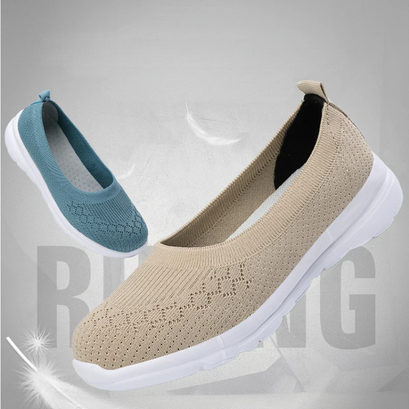 Women's Flats Shoes High Quality Casual Sneakers Slip-on Comfortable Shoes Loafers Size 42 Walking Workout Sports Leisure