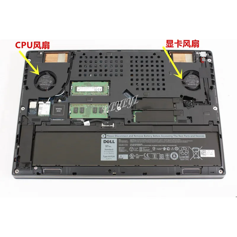 Новый охлаждающий вентилятор для процессора и графического радиатор DELL Precision 7530