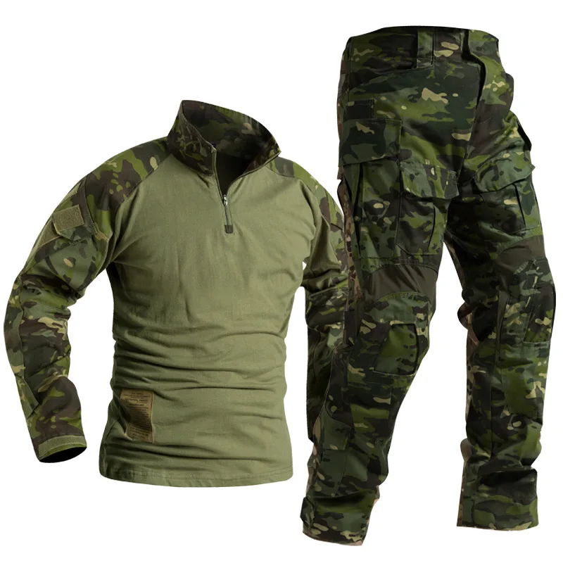 

Man Military Clothing Sets Tactical Uniforms BDU Army Combat Suit Camouflage Long Sleeve T-shirts Cargo Work Pants