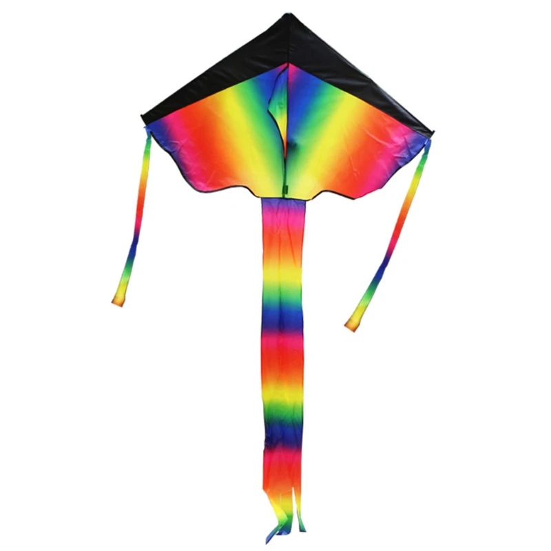 

Summer Vacation Outdoor Playing Toys Large Kite with Colorful Tail Rainbow Kite Physical Sports Outdoor Toy for Toddlers