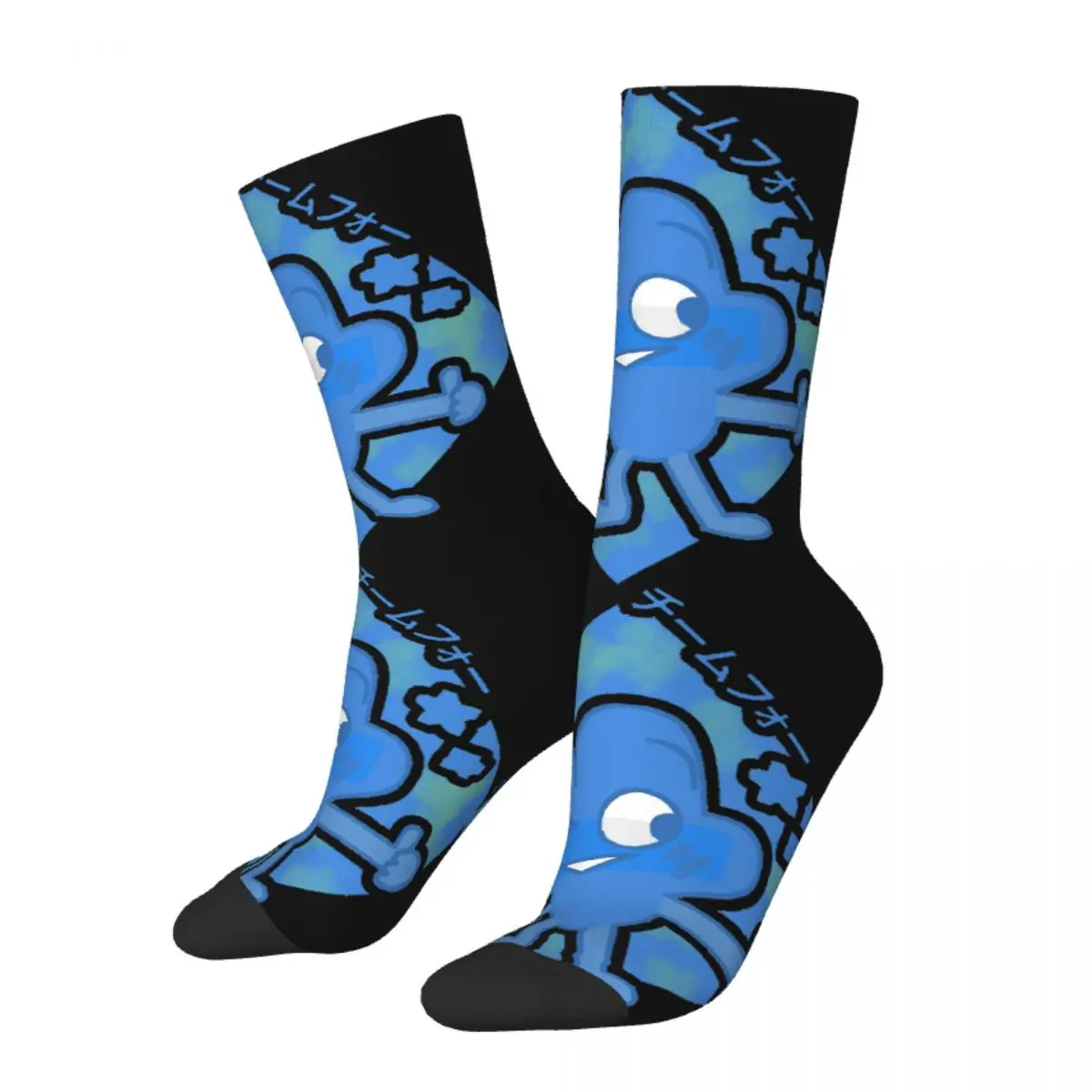 

Funny Crazy Sock for Men TeamFour Hip Hop Vintage Battle for Dream Island BFDI 4 and X Happy Seamless Pattern Printed Crew Sock