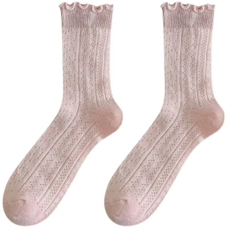 SP &amp CITY летние кружевные тонкие женские носки с оборками милые разноцветные