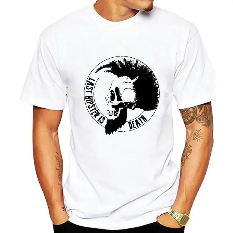 

Мужская футболка с черепом Last Hipster Is Death с бородой Mohican