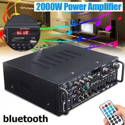 Аудио усилитель SUNBUCK 2000 Вт, 5,0, bluetooth, 2 канала, Hi-Fi, стерео, 326BT, DC 12 В, 220 В, AV-усилитель, динамик, реверберация, равновесие