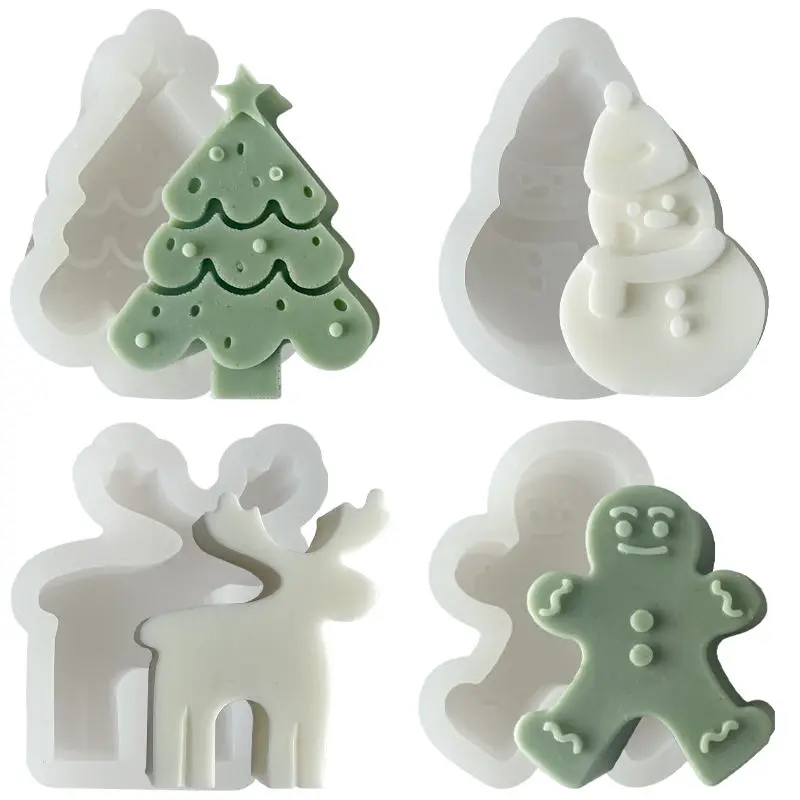 

D0235 Christmas Candle Decorations Silicone Molds DIY Christmas Cookies Candy Baking Silicone Molds