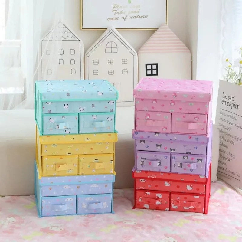 

Kawaii Cinnamoroll My Melody Littletwinstars шкатулка для хранения в виде сердца для девушек из ткани милый складной органайзер с аниме Sanrioed