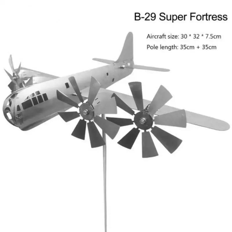 3d Wind Chimes Spinners B-29 Super Fortress Airplane Model Wind Sculpture Art Metal Wind Catcher Garden Decoration Wind Spinner