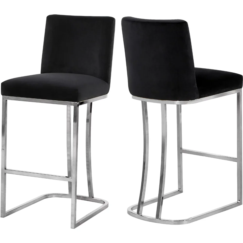 

Black Velvet Stool,Finish:Chrome,Style:Contemporary