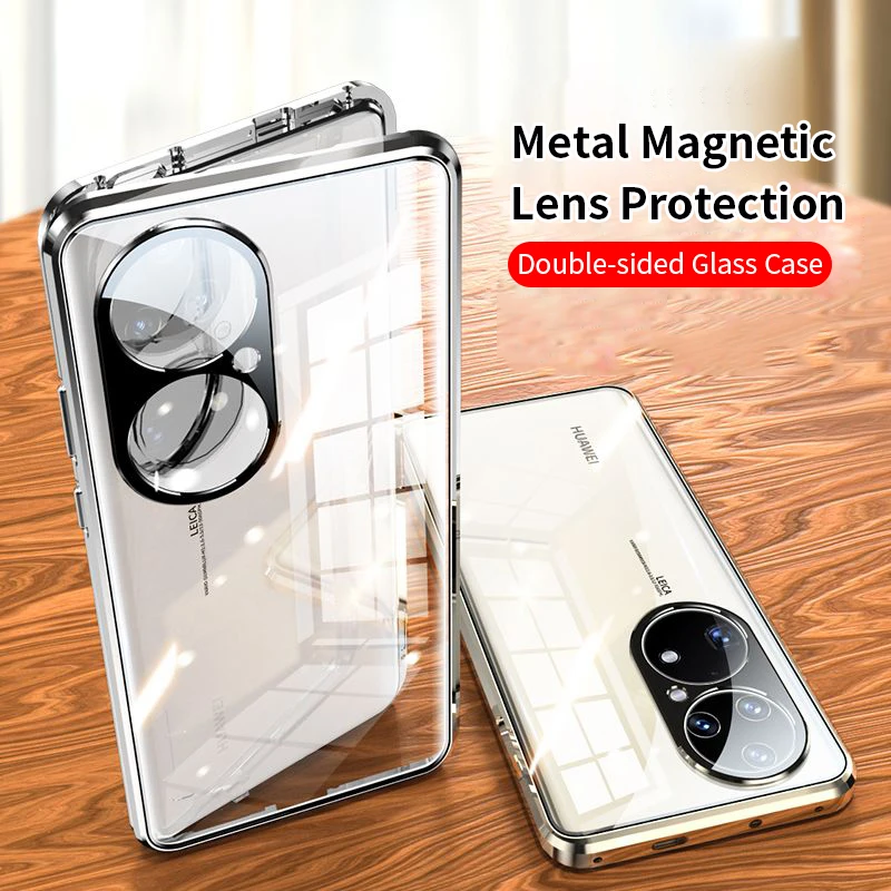 

For Huawei P30 P40 P50 Nova 9 Phone Case Full Protection Magnetic Adsorption Double-sided Glass Honor 50 70 Pro SE Back Cover