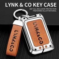 car key holder cover case leather for lynk co 03 03 01 06 05 09 02 hatchback type keychain auto aluminum alloy accessories