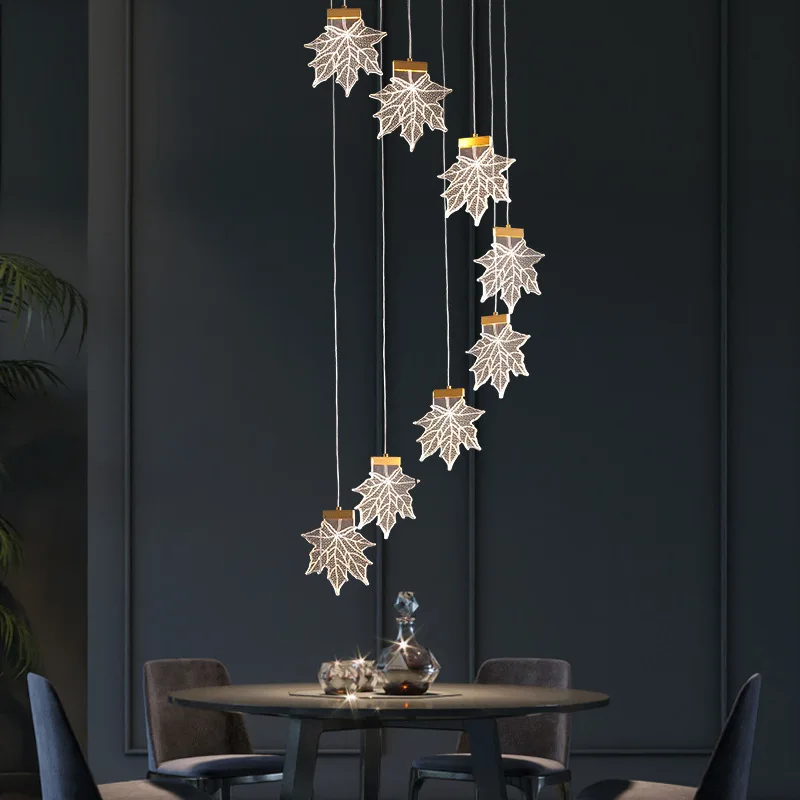 

Art Deco Acrylic Leaves LED Pendant Lights Hotel Hall Shop Foyer Restaurant Hanglamp Cord Adjustable Atmosphere Dropshipping